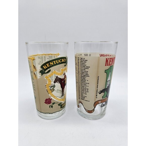 Vintage Kentucky Derby 1980's Glasses Equestrian Horse Barware - Picture 2 of 12